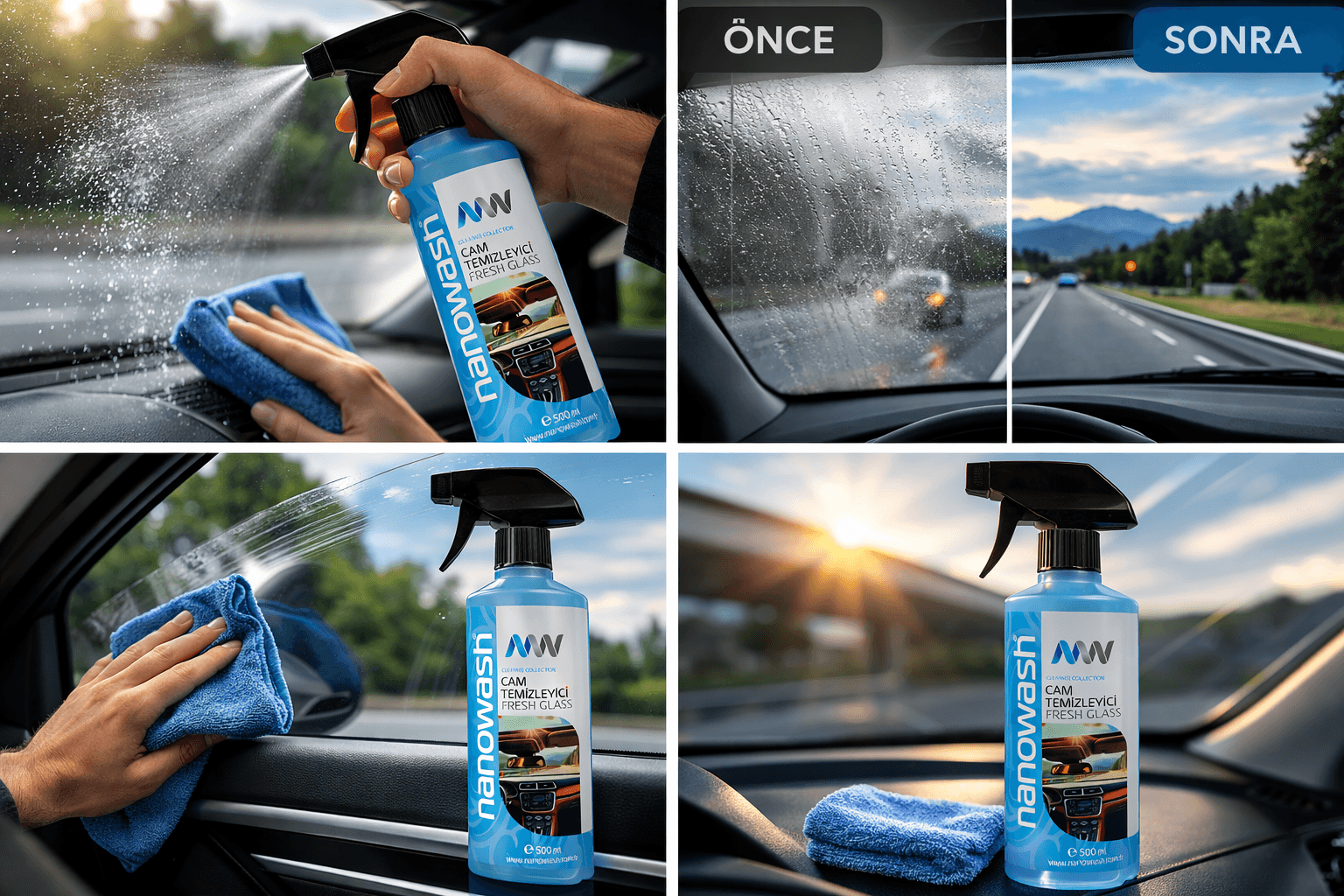 Cam Temizleyici 500 ml – İz Bırakmayan Oto Cam Temizleme Spreyi | Buğu ve Kir Çözücü-3