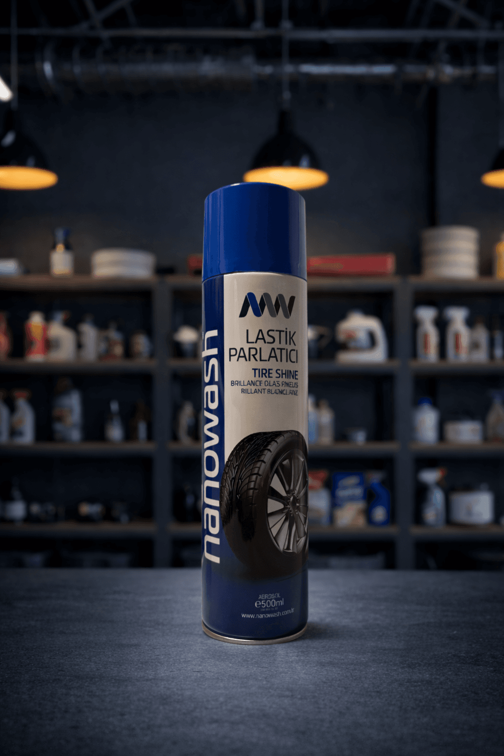 Aerosol Lastik Parlatıcı 500 ml – Derin Siyah ve Islak Görünüm-1