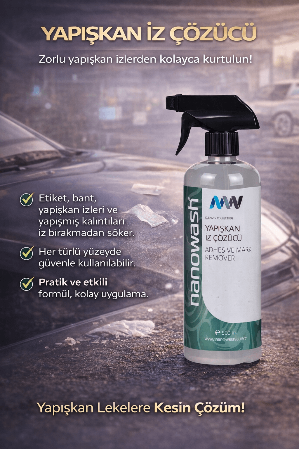 Yapışkan İz Sökücü 500 ml – Sticker ve Bant Kalıntı Temizleyici